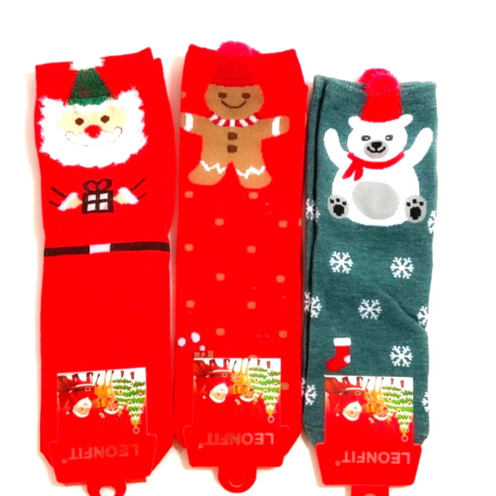 One Pair Teal/Gray Polar Bear Holiday Socks